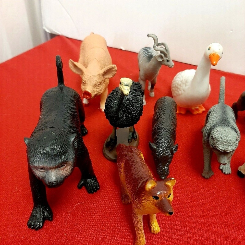 Farm Zoo Animal Toy Figurines pig fox elephant ostrich lamb swan Hard Plastic - Picture 5 of 6